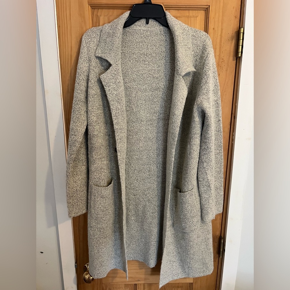 Cozy Open-Front Long Cardigan in Light Gray